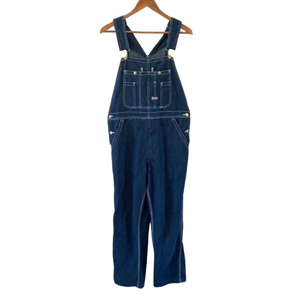 Big Smith Denim Overalls Mens 32x30 Blue Straight Leg Workwear Utility Pockets